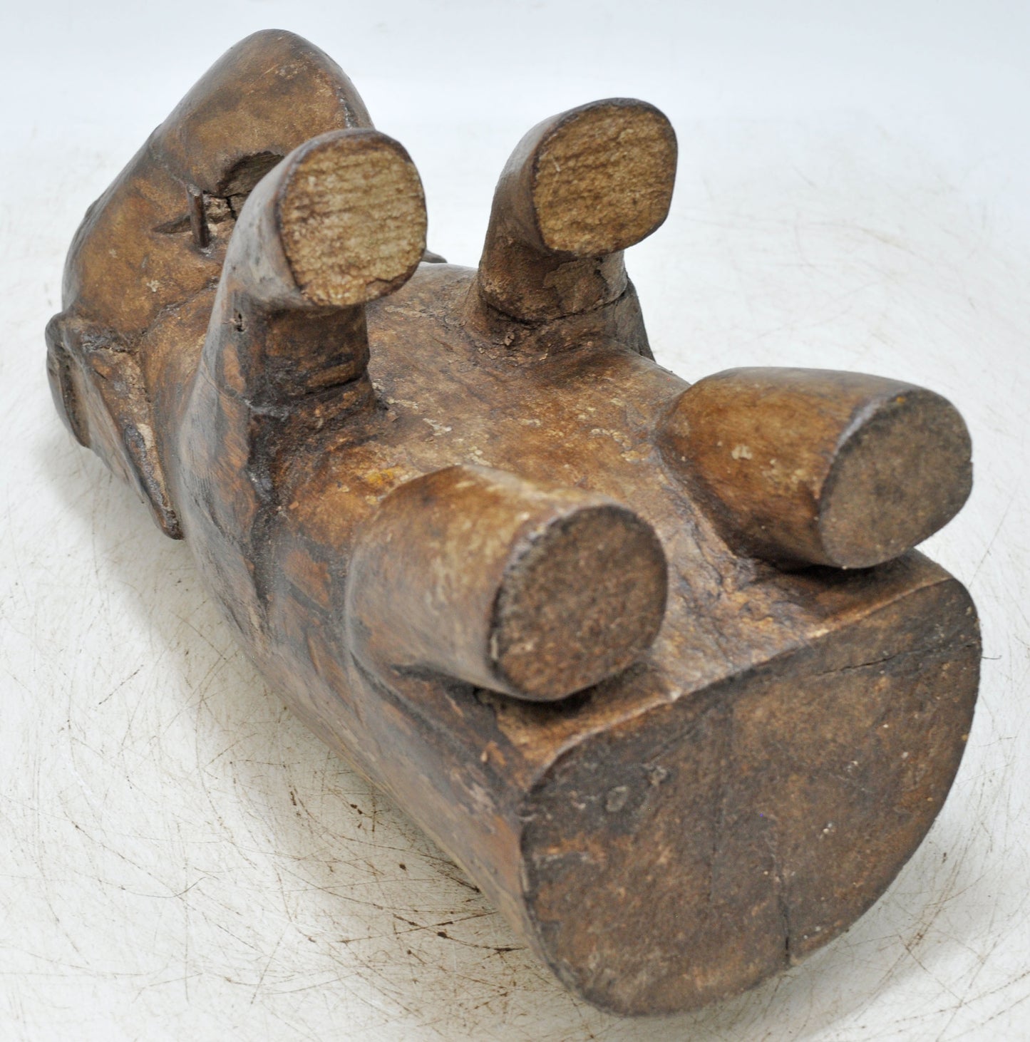 Vintage Wooden Elephant Figurine Original Old Hand Carved