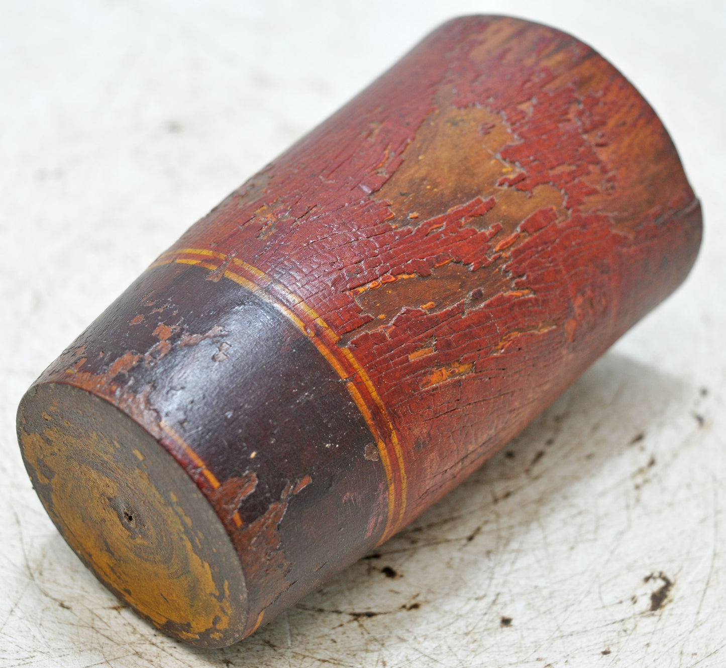 Antique Wooden Kitchenware Glass Cup Original Old Hand Carved Lacquer Painted