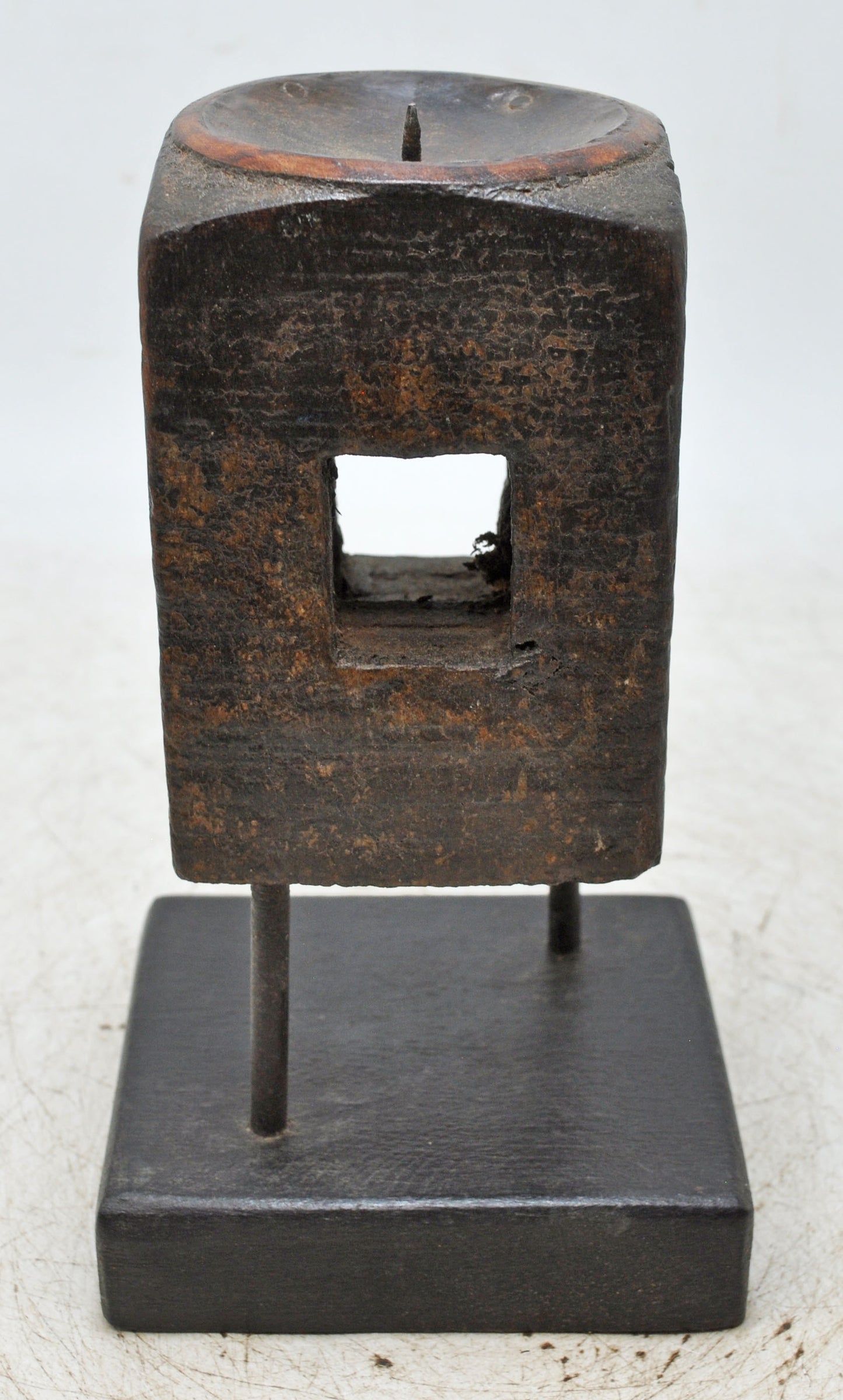 Antique Wooden Paga Candle Holder Stand Original Old Hand Carved Painted