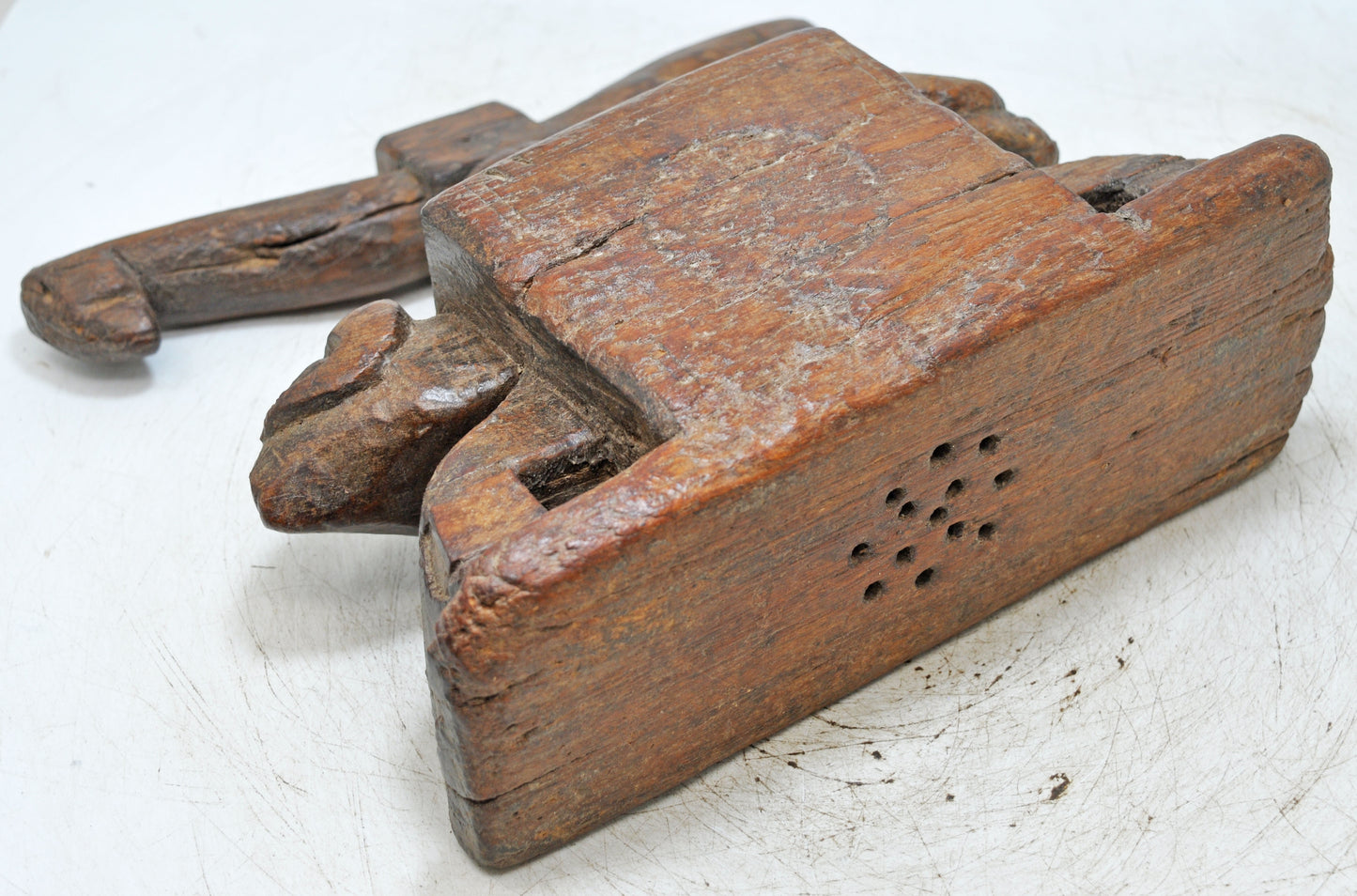 Antique Wooden Large Bull Shaped Juicer Original Old Very Fine Hand Carved