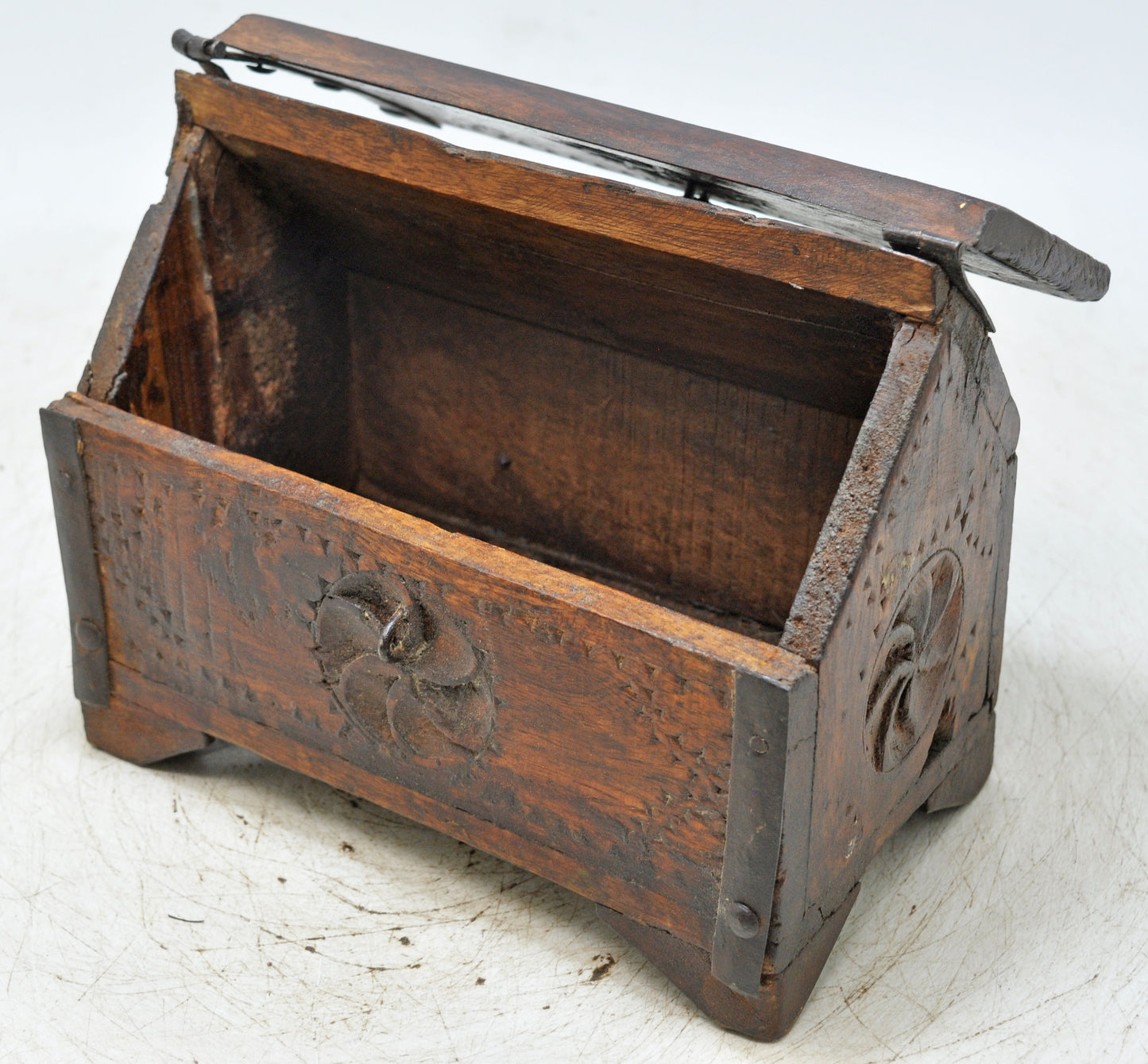 Vintage Wooden Dome Shaped Storage Box Original Old Hand Crafted Carved