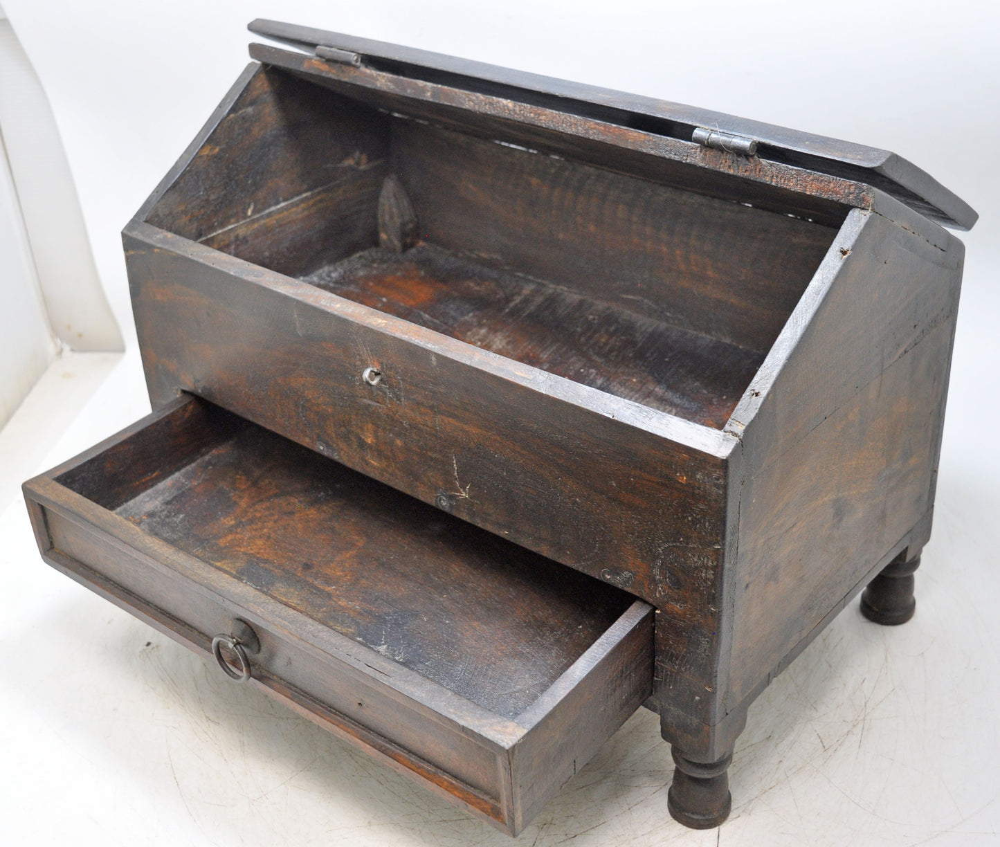 Vintage Wooden Dome Shaped Large Storage Box Original Old Hand Crafted