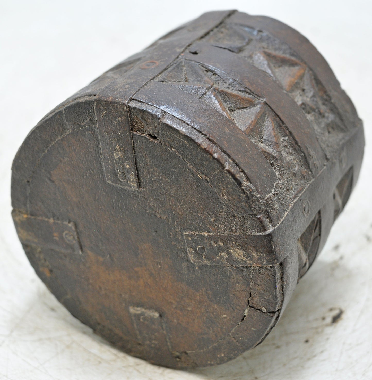 Vintage Wooden Grain Measurement Paili Pot Original Old Hand Carved