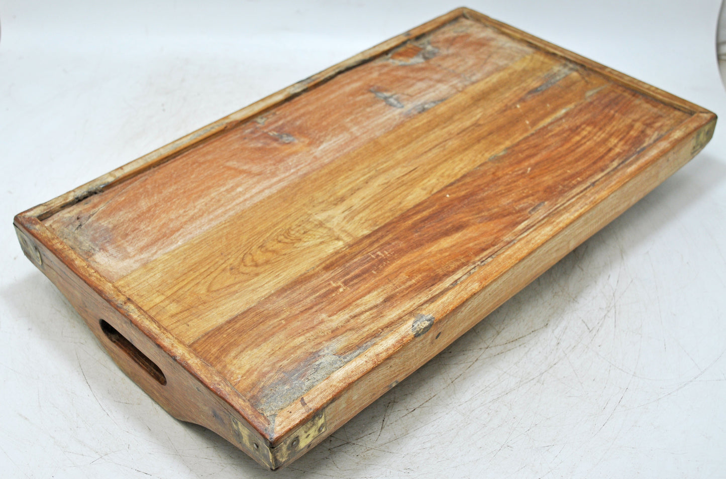 Antique Wooden Large Serving Tray Original Old Hand Crafted