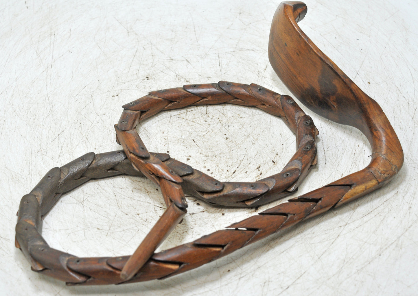 Antique Wooden Snake Figurine Original Old Fine Hand Carved Crafted Unique
