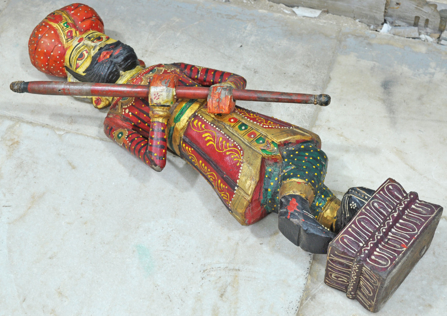 Vintage Wooden Tall Watchman Figurine Original Old Fine Hand Carved Painted