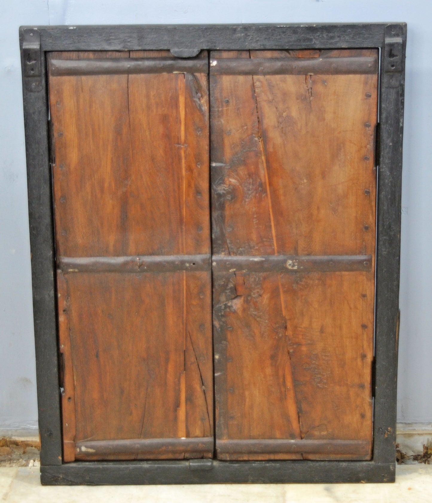 Antique Wooden Wall Décor Window Panel With Frame Original Old Fine Carved Metal Fitted