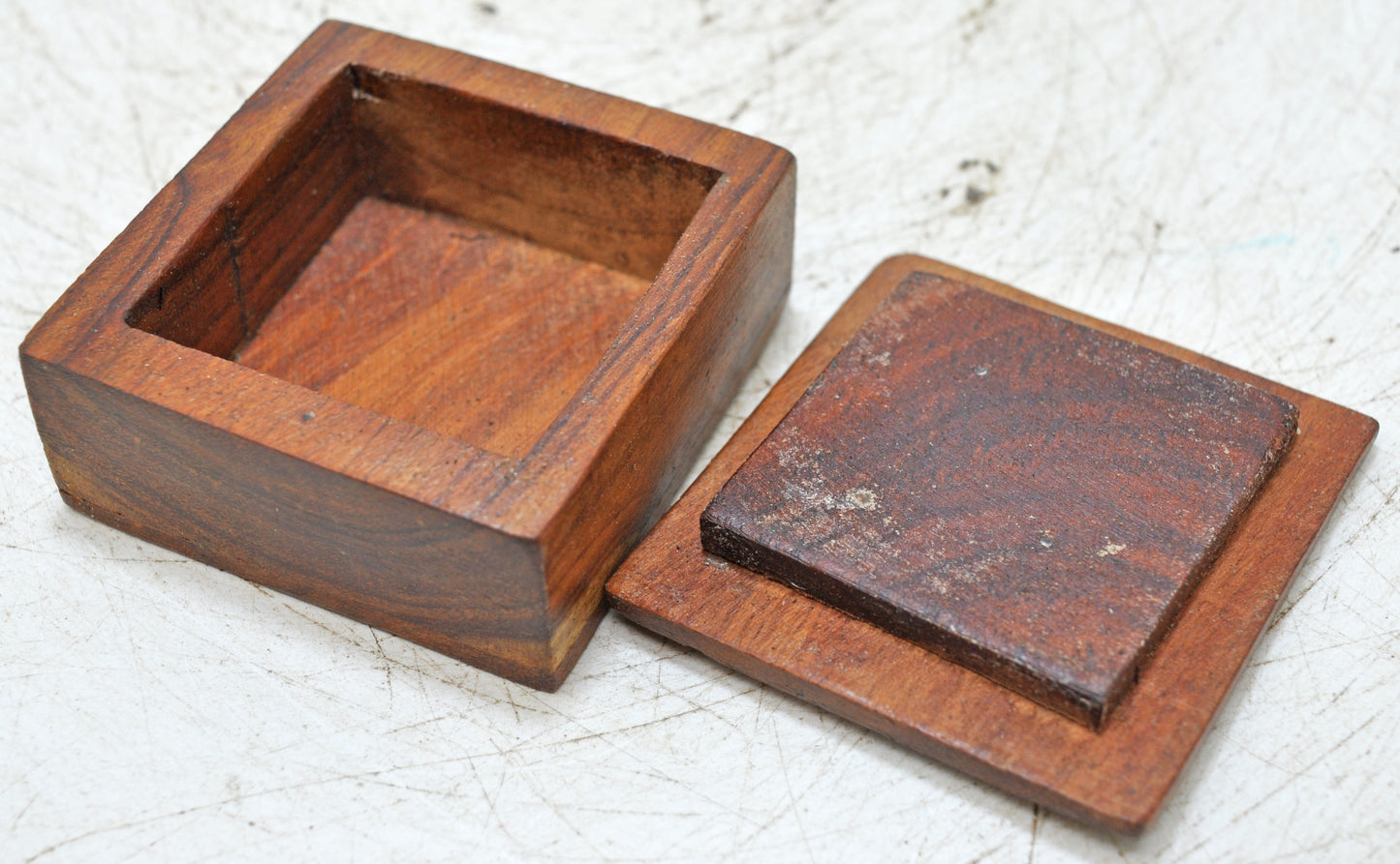 Vintage Wooden Small Kum Kum Powder Tika Box Original Old Hand Crafted