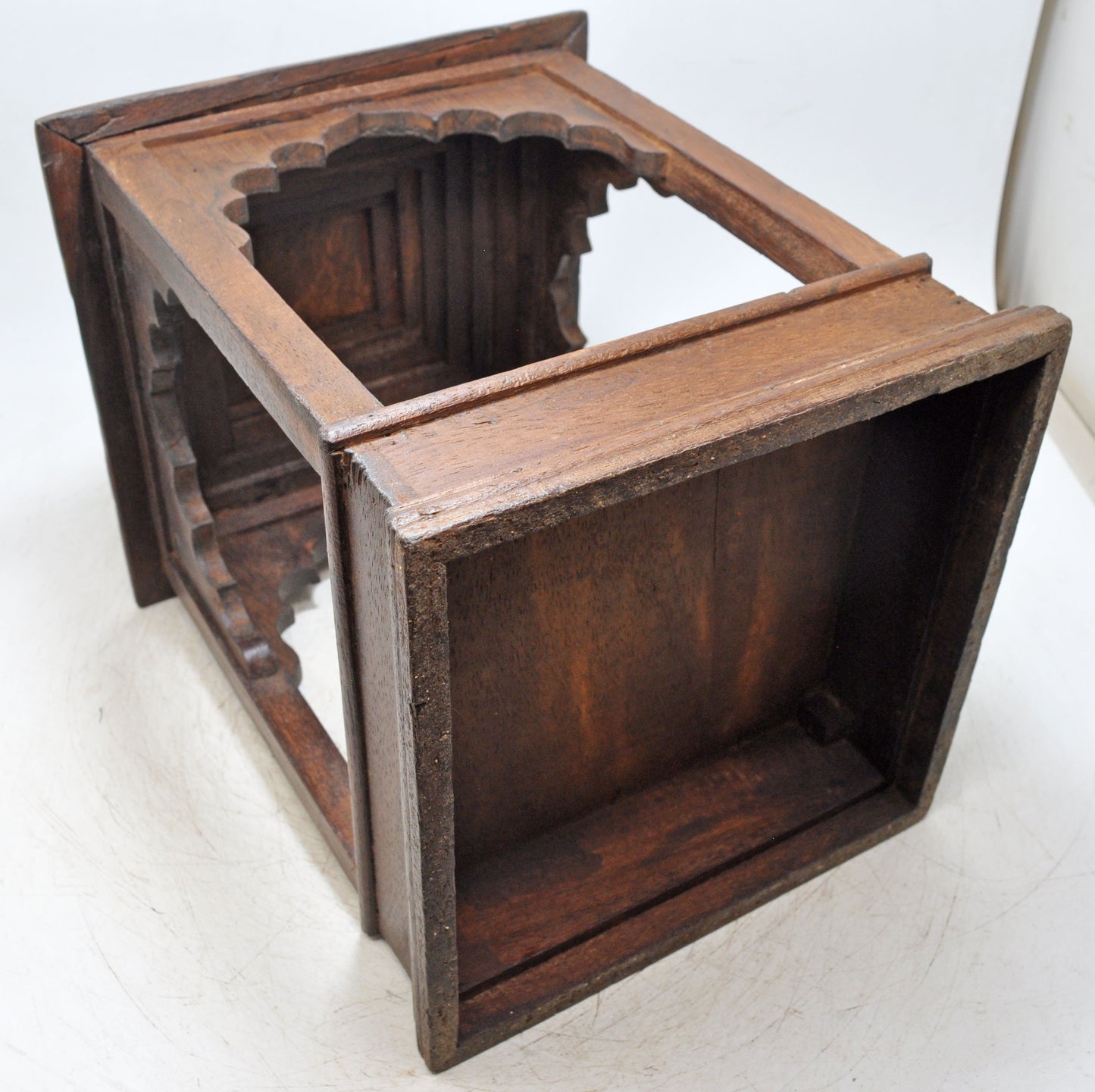 Vintage Wooden Temple Pedestal Stand Original Old Hand Crafted Carved