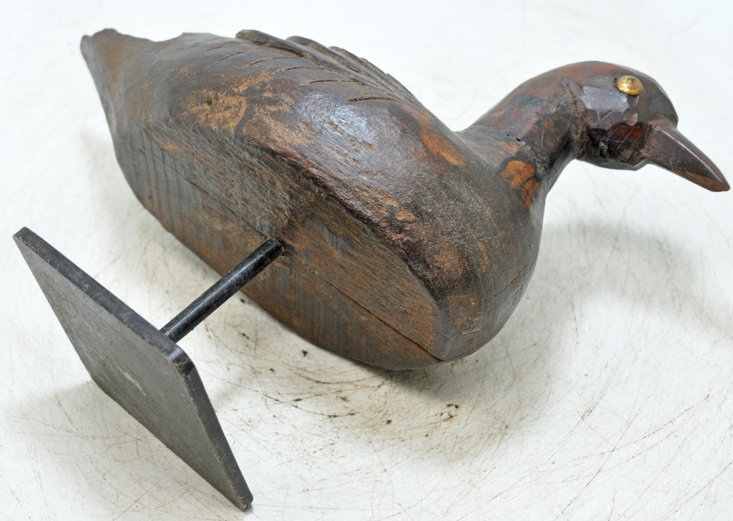 Vintage Wooden Duck Figurine Original Old Fine Hand Carved