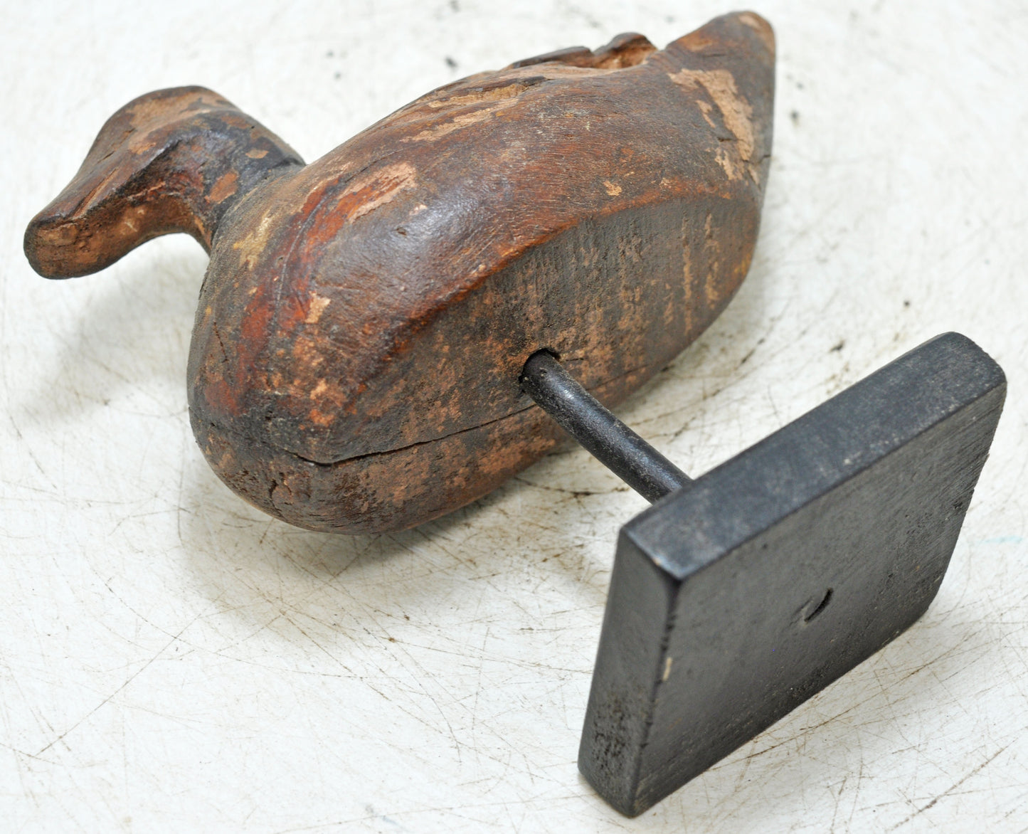 Vintage Wooden Duck Figurine Original Old Fine Hand Carved