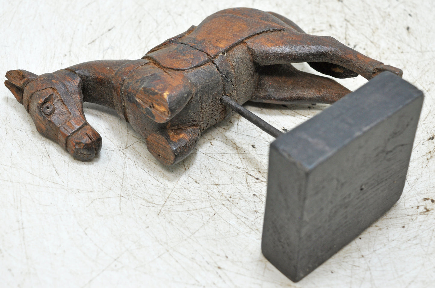 Vintage Wooden Horse Figurine Original Old Hand Carved