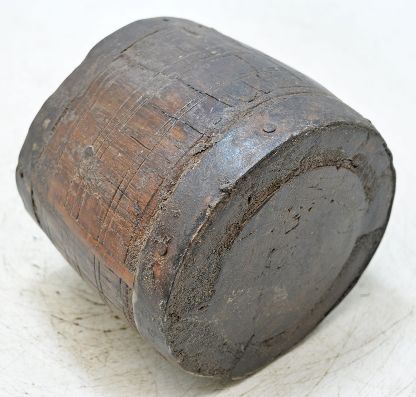 Antique Wooden Grain Measurement Paili Pot Original Old Hand Carved