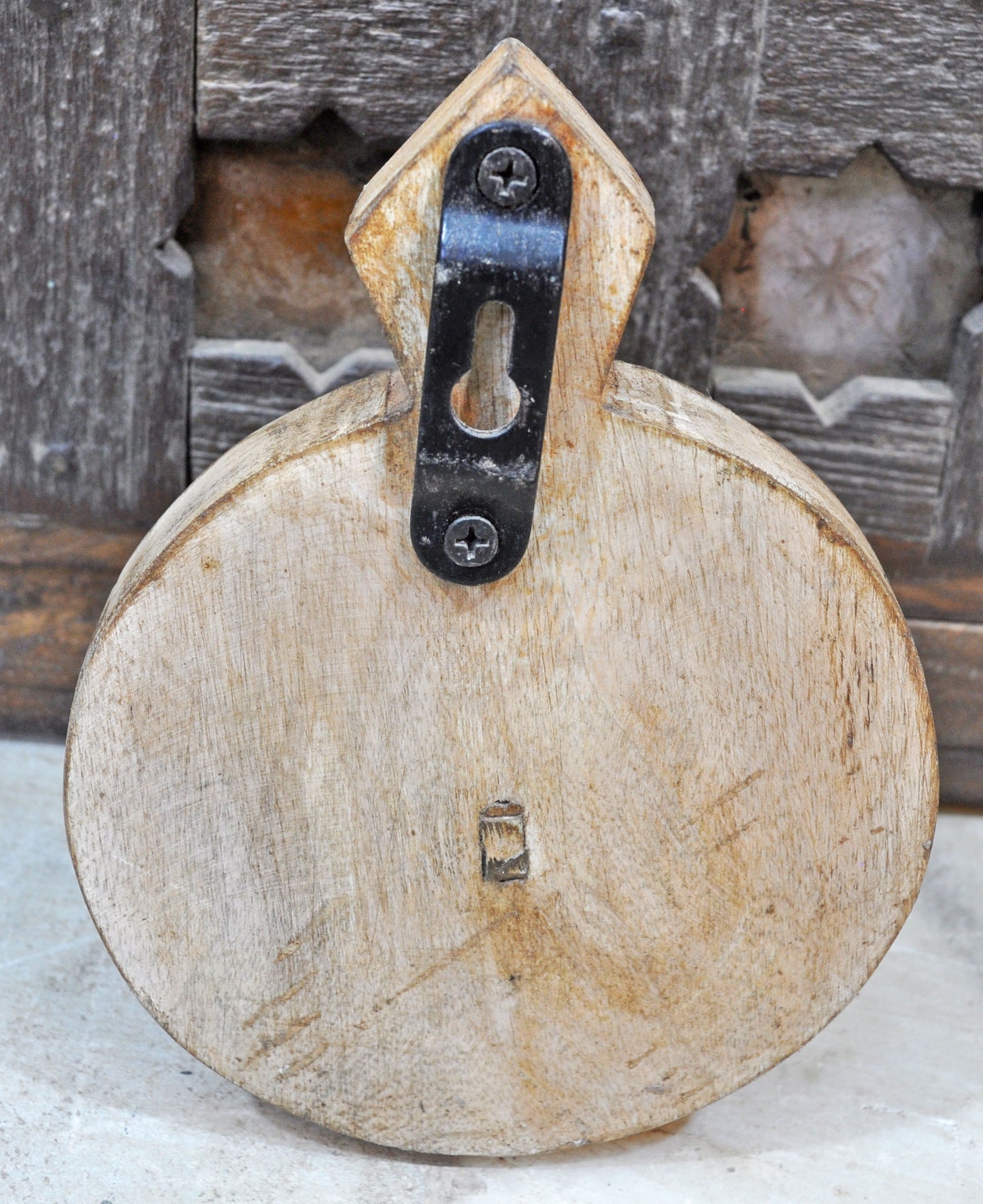 Vintage Wooden Small 1 Hook Hanger Wall Hanging Original Old Hand Carved