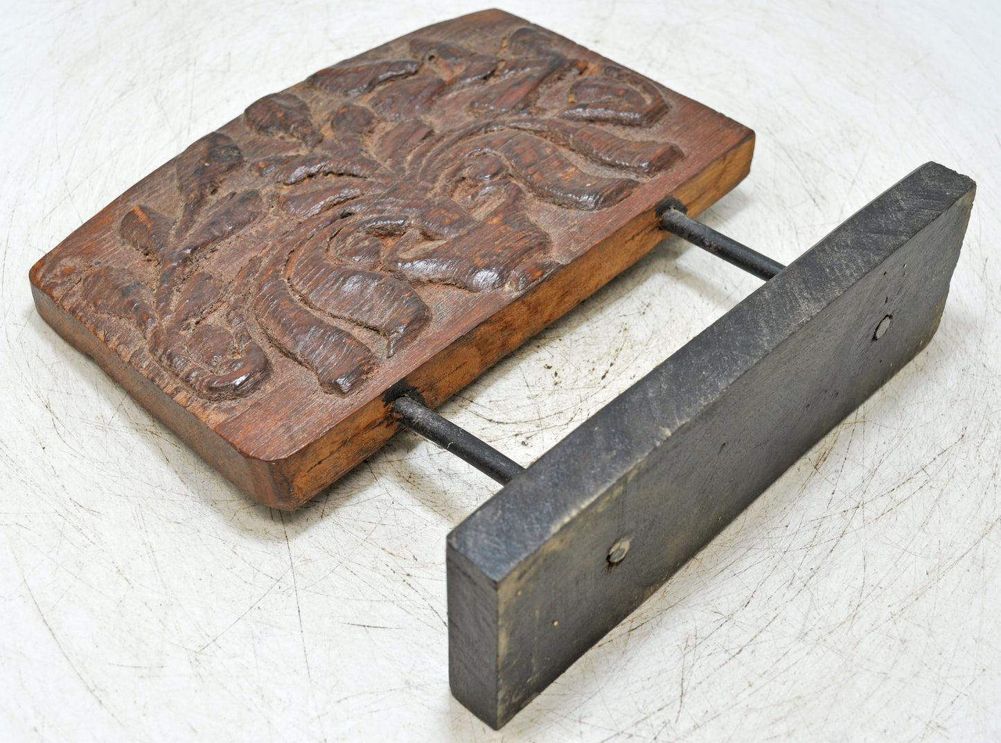Antique Wooden Floral Carving Panel Plaque Original Old Hand Carved