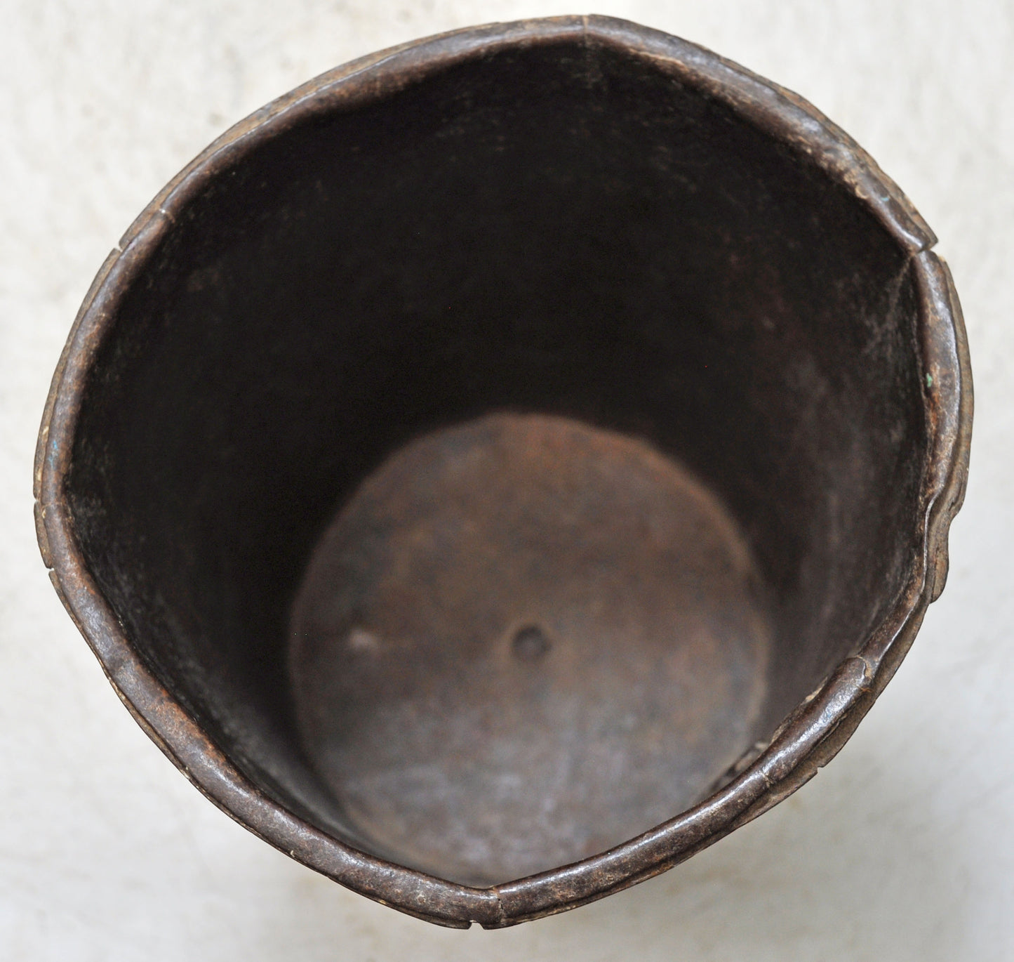 Antique Iron Grain Measurement Paili Pot Original Old Hand Crafted Rustic Painted