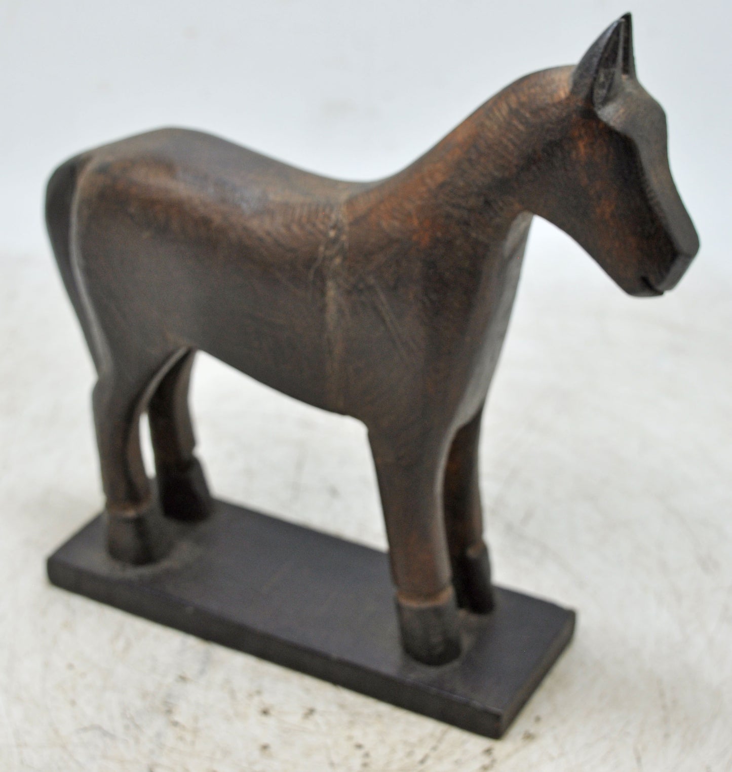 Vintage Wooden Horse Figurine on Stand Original Old Hand Carved