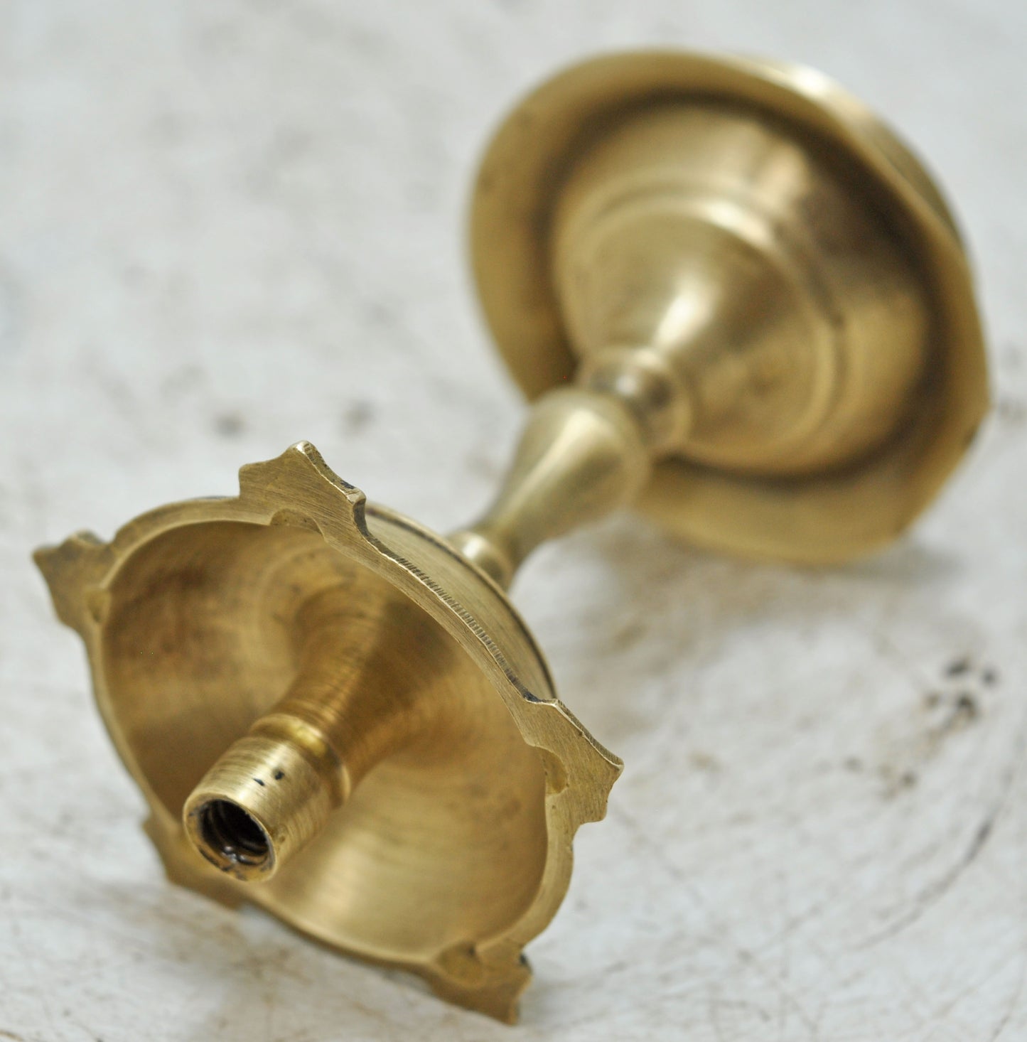 Antique Brass Small Puja Diya Oil Lamp Stand Original Old Hand Crafted