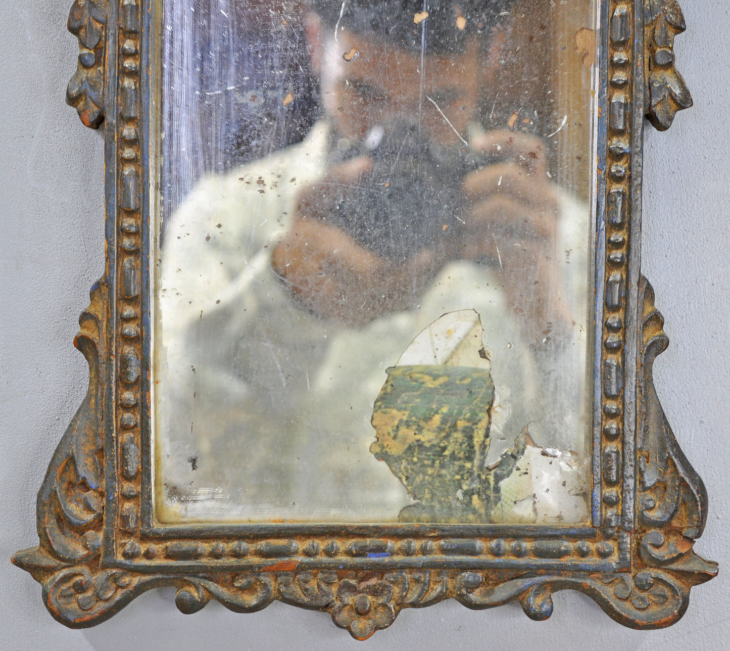 Antique Wooden Wall Décor Mirror Frame Original Old Hand Crafted Fine Carved