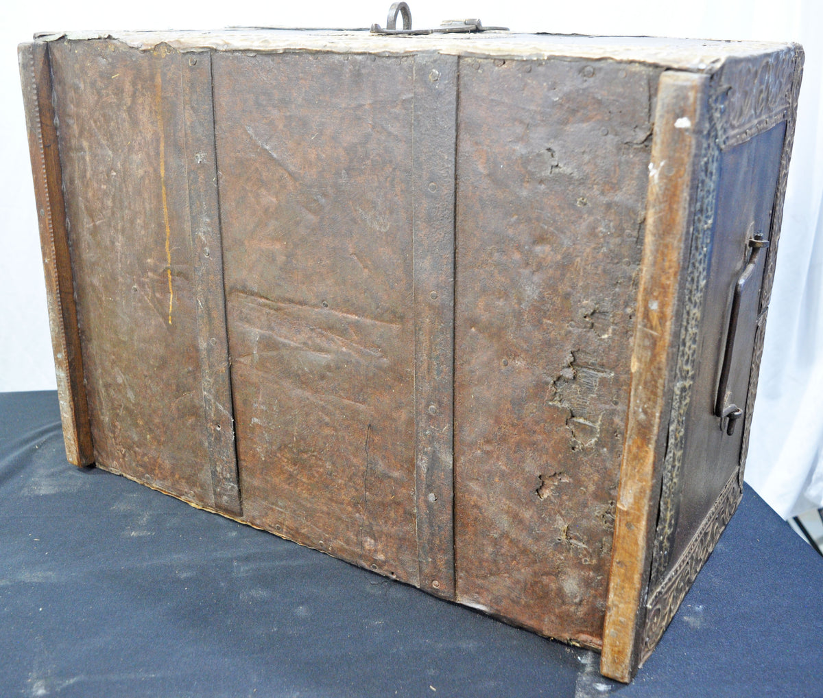 Antique Wooden Large Size Storage Chest Box Original Old Fine Hand Crafted Brass Fitted