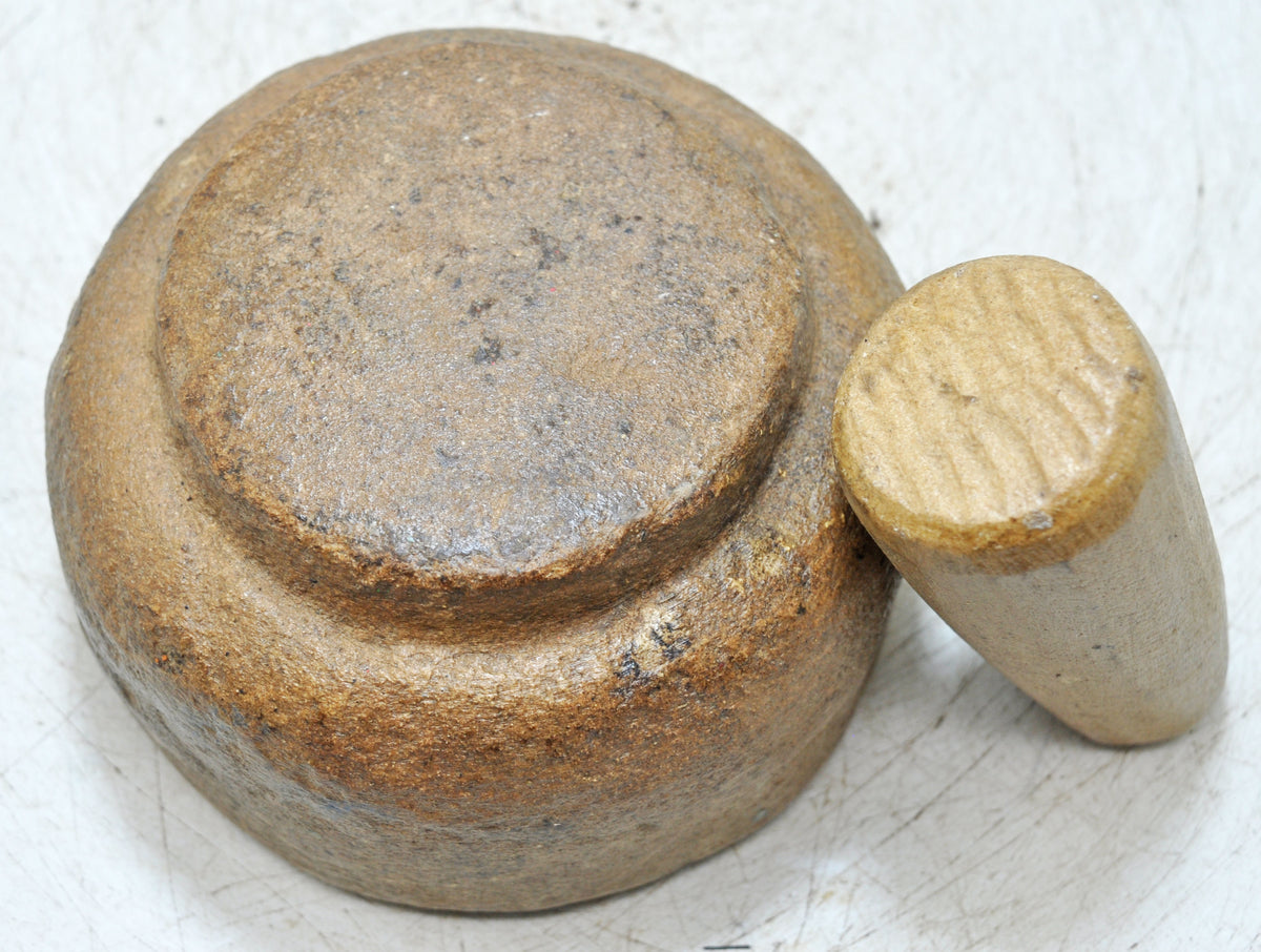 Antique Sand Stone Kitchenware Mortar & Pestle Spice Grinder Original Old Hand Carved
