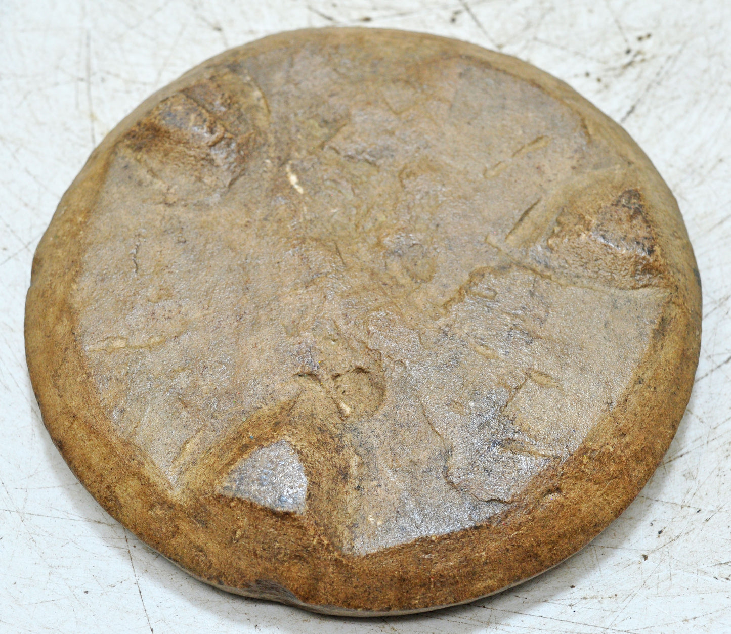 Antique Sand Stone Round Saffron Grinding Plate Original Old Hand Carved
