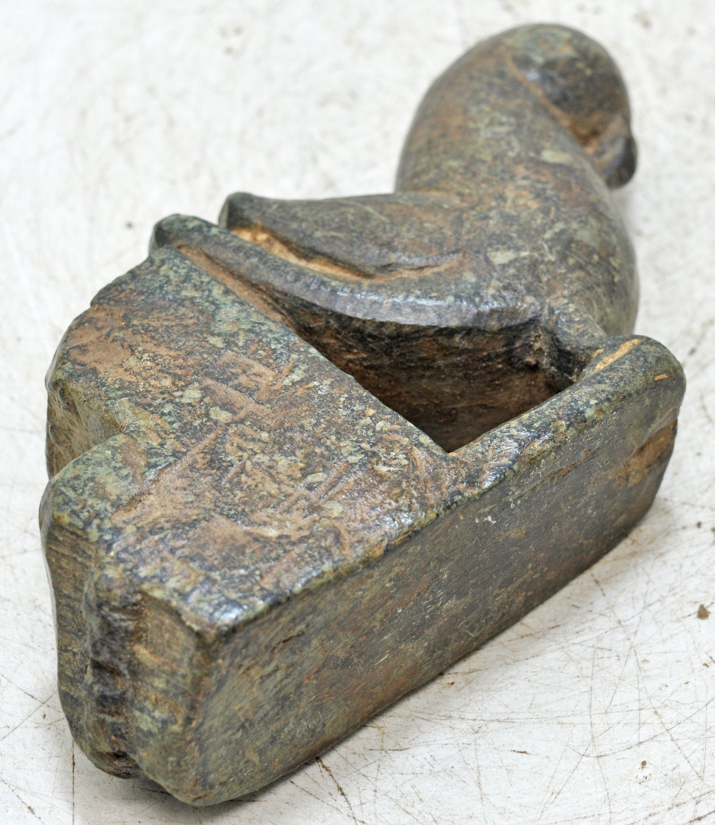 Antique Green Stone Parrot Figurine Wall Hook Hanger Original Old Fine Hand Carved