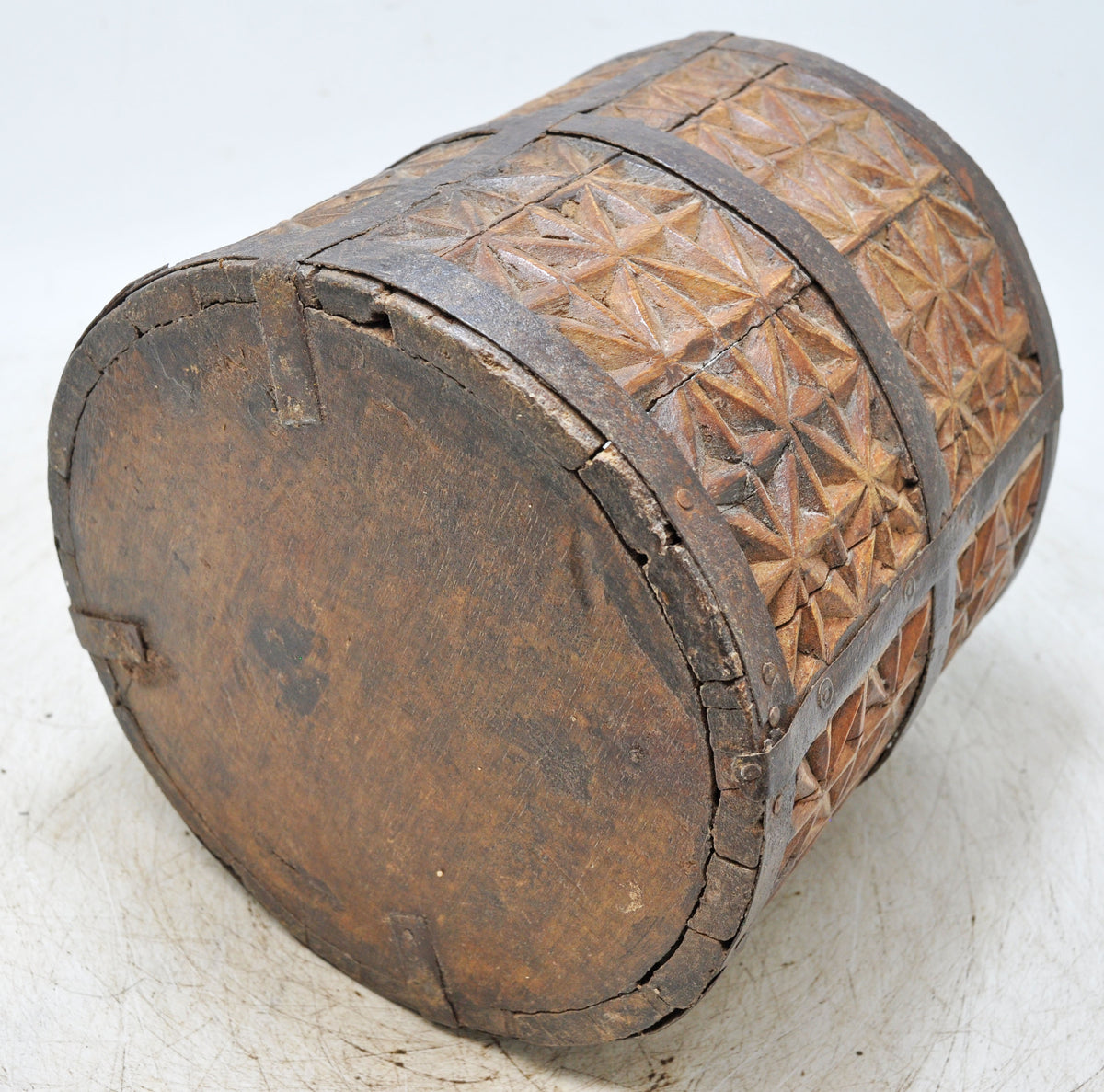 Vintage Wooden Grain Measurement Paili Pot Original Old Fine Hand Carved