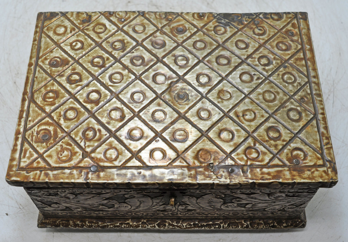Antique Wooden Storage Chest Box Original Old Very Fine Brass Fitted