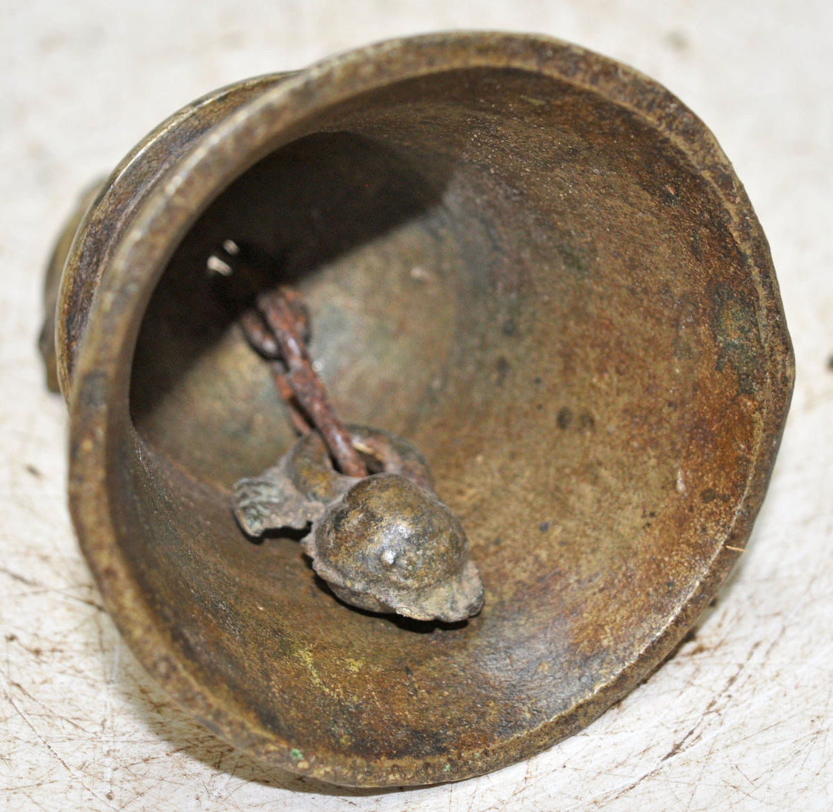 Antique Brass Hanging Temple Bell Original Old Hand Crafted Engraved