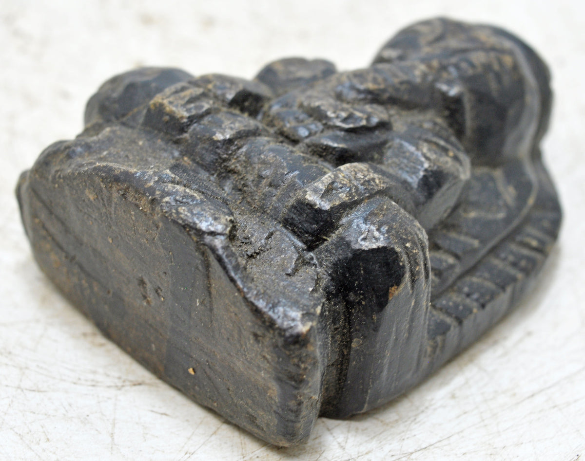 Antique Black Stone God Ganesha Idol Figurine Original Old Fine Hand Carved