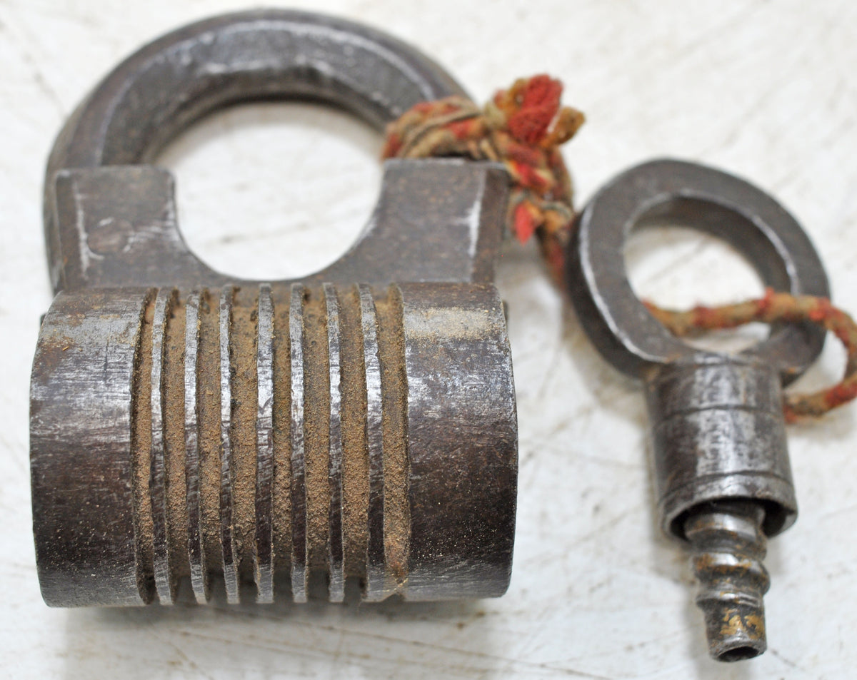 Antique Iron Spring Lever System Pad Lock Original Old Hand Crafted