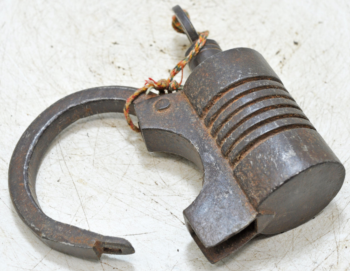 Antique Iron Spring Lever System Pad Lock Original Old Hand Crafted
