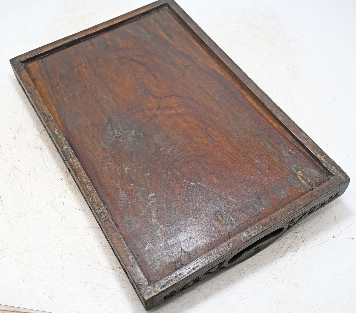 Antique Wooden Serving Tray Original Old Hand Crafted Fine Hand Carved