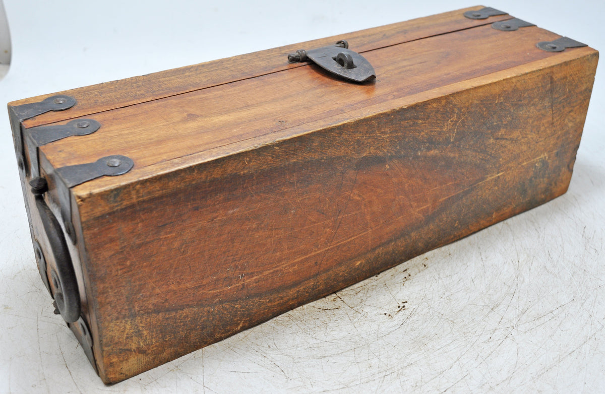 Vintage Wooden Long Storage Chest Box Original Old Hand Crafted Metal Fitted