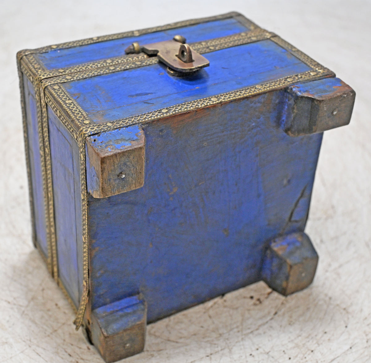 Vintage Wooden Small Square Storage Box Original Old Hand Crafted