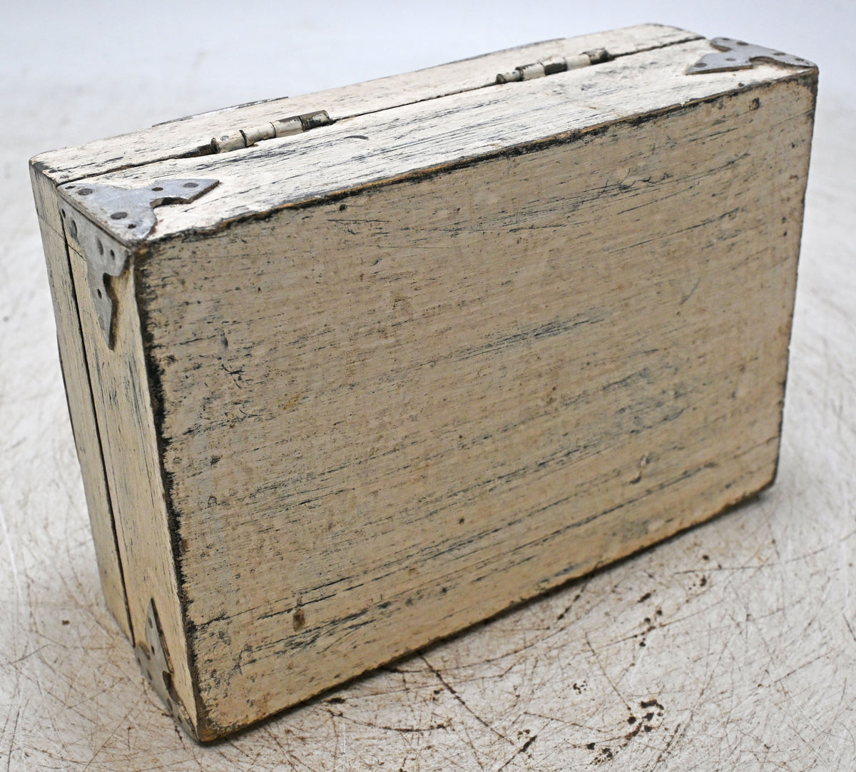 Vintage Wooden Small Storage Box Original Old Hand Crafted White Painted