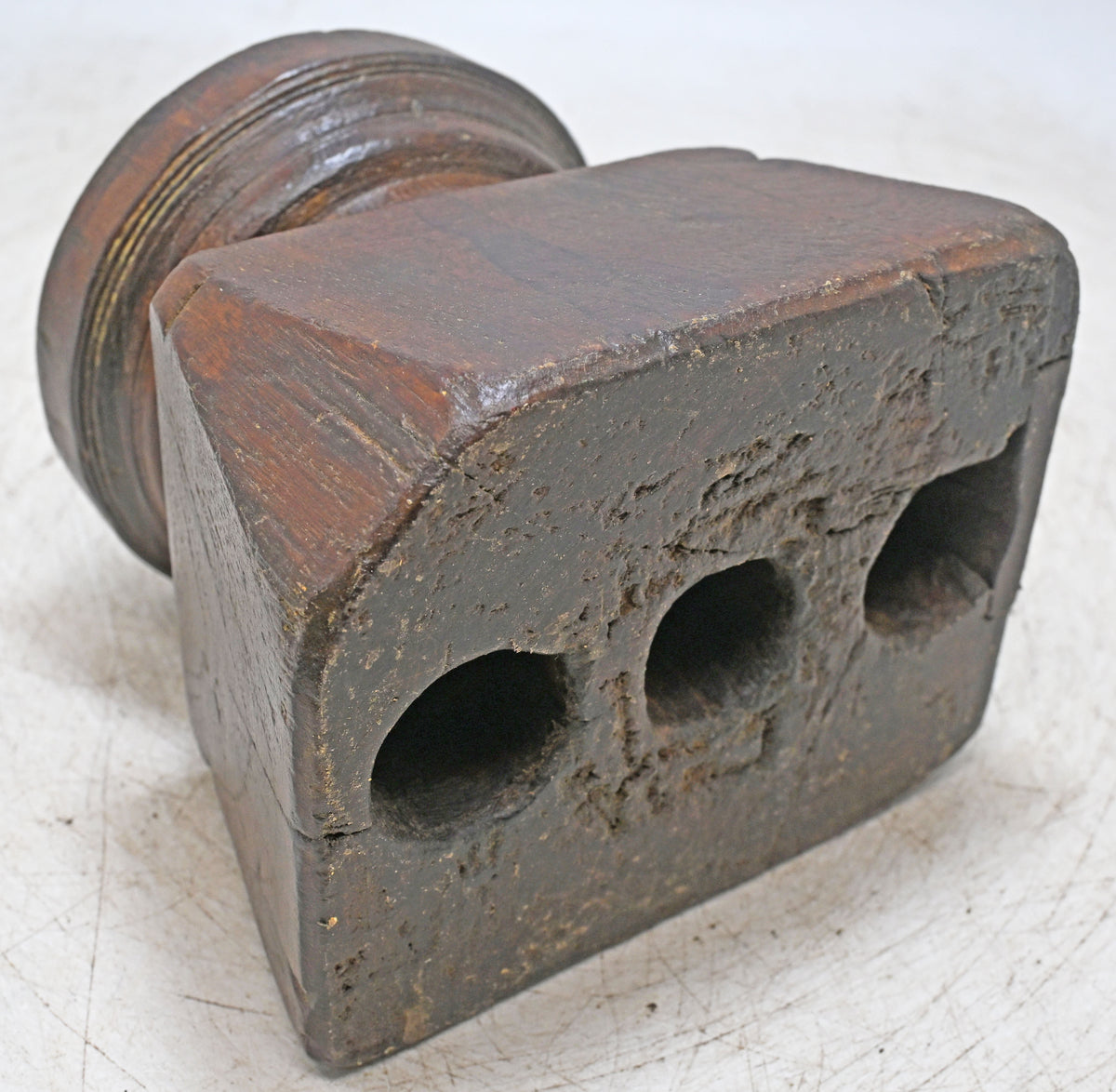 Antique Wooden Seed Holder Bijni Original Old Fine Hand Carved