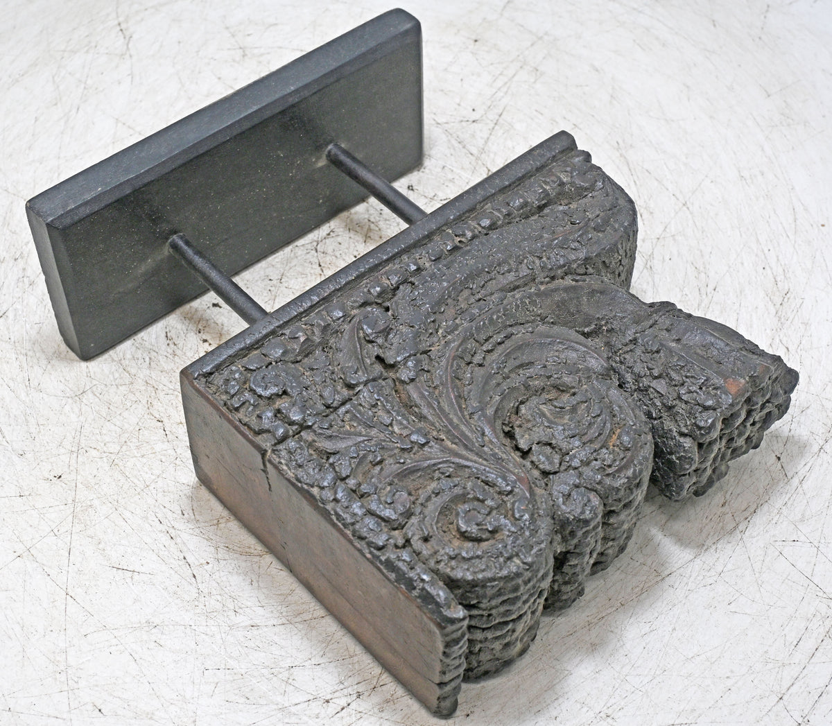 Antique Wooden Bracket Carving on Stand Original Old Fine Hand Carved
