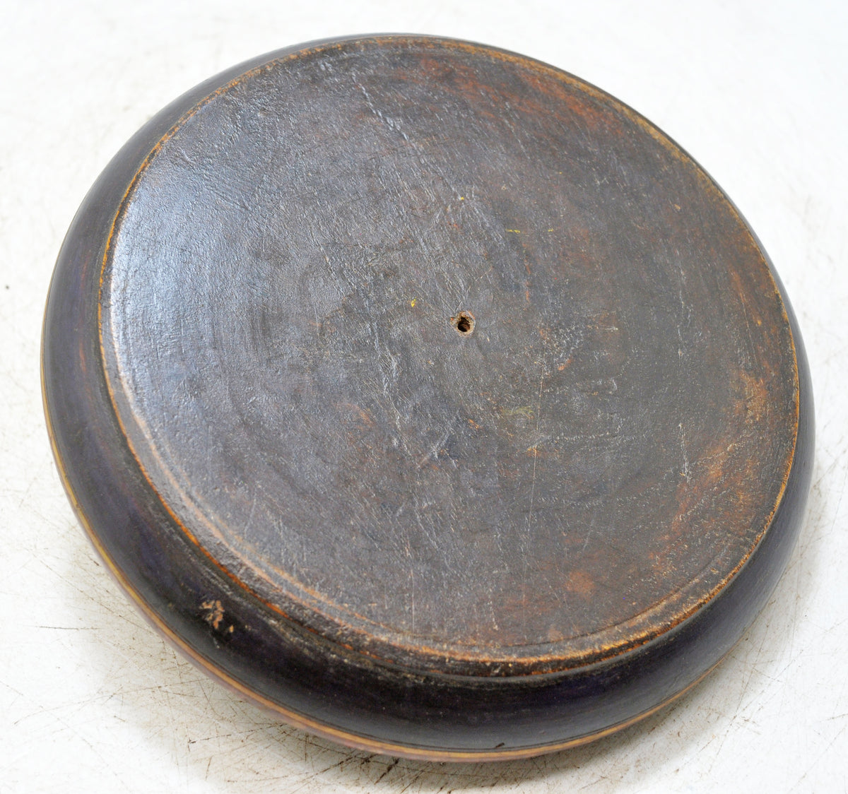 Vintage Wooden Round Tobacco Opium Box Original Old Hand Crafted Painted