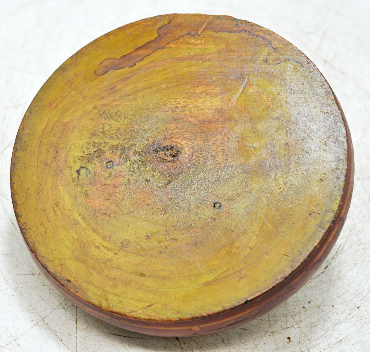 Vintage Wooden Round Tobacco Opium Box Original Old Hand Crafted Painted