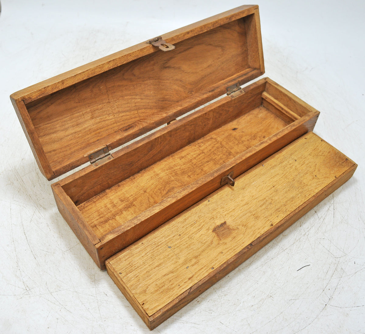 Vintage Wooden Pencil Stationary Box Original Old Hand Crafted