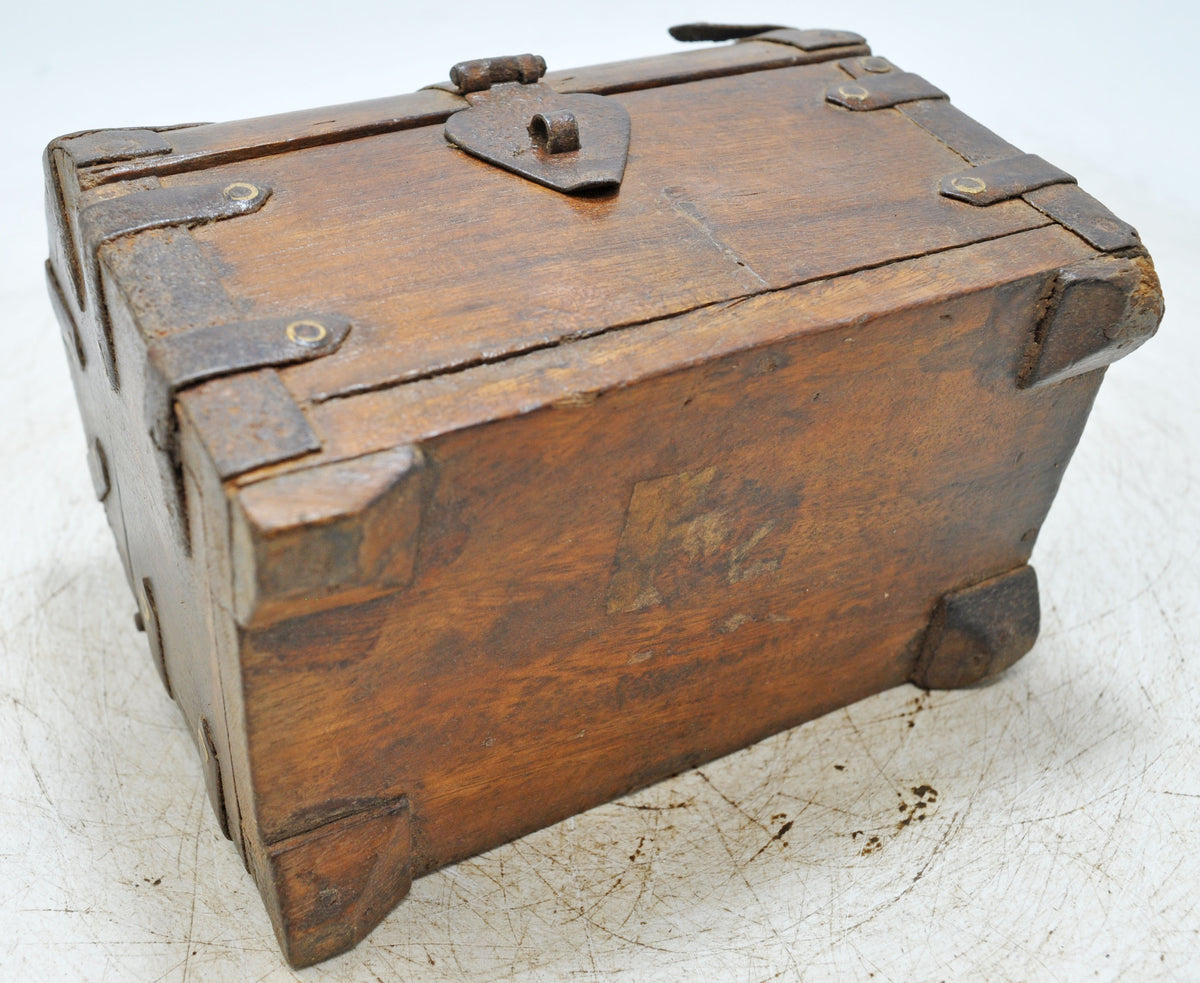 Vintage Wooden Small Half Round Top Storage Box Original Old Hand Crafted