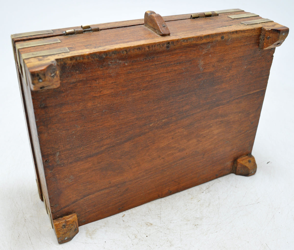 Vintage Wooden Small Storage Box Original Old Hand Crafted Brass Fitted