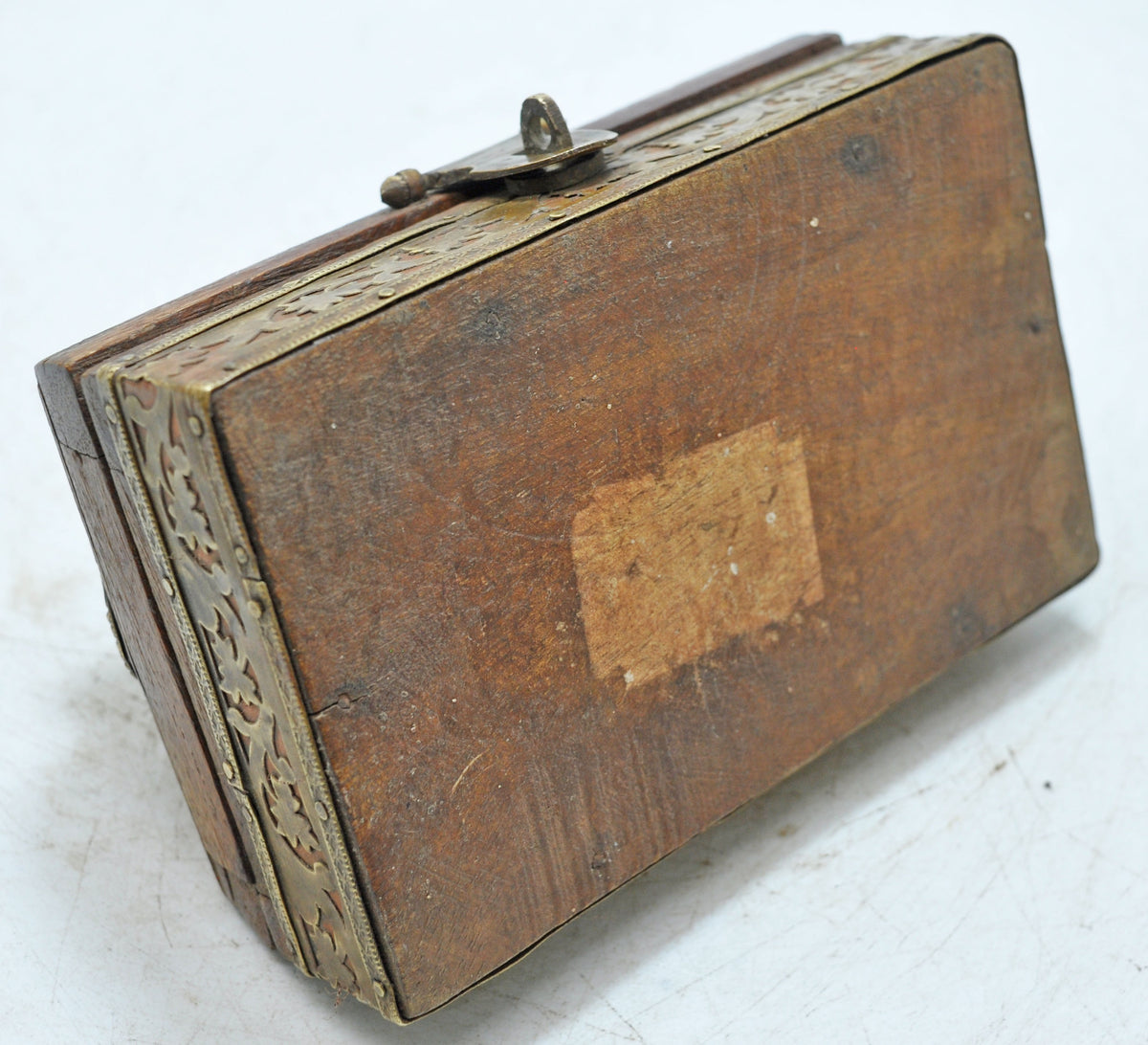 Vintage Wooden Dome Shaped Storage Box Original Old Fine Brass Fitted