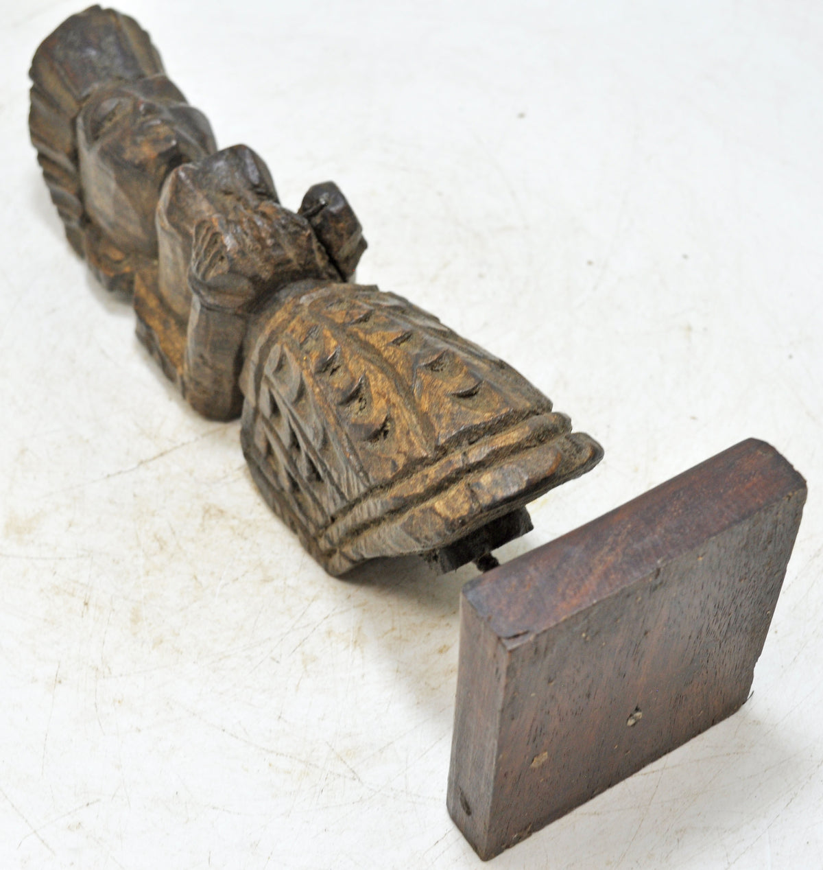 Vintage Wooden Musician Woman Figurine Original Old Fine Hand Carved