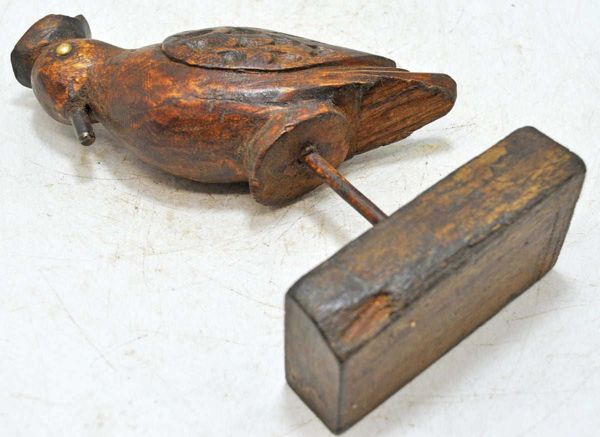 Vintage Wooden Bird Figurine Original Old Hand Carved