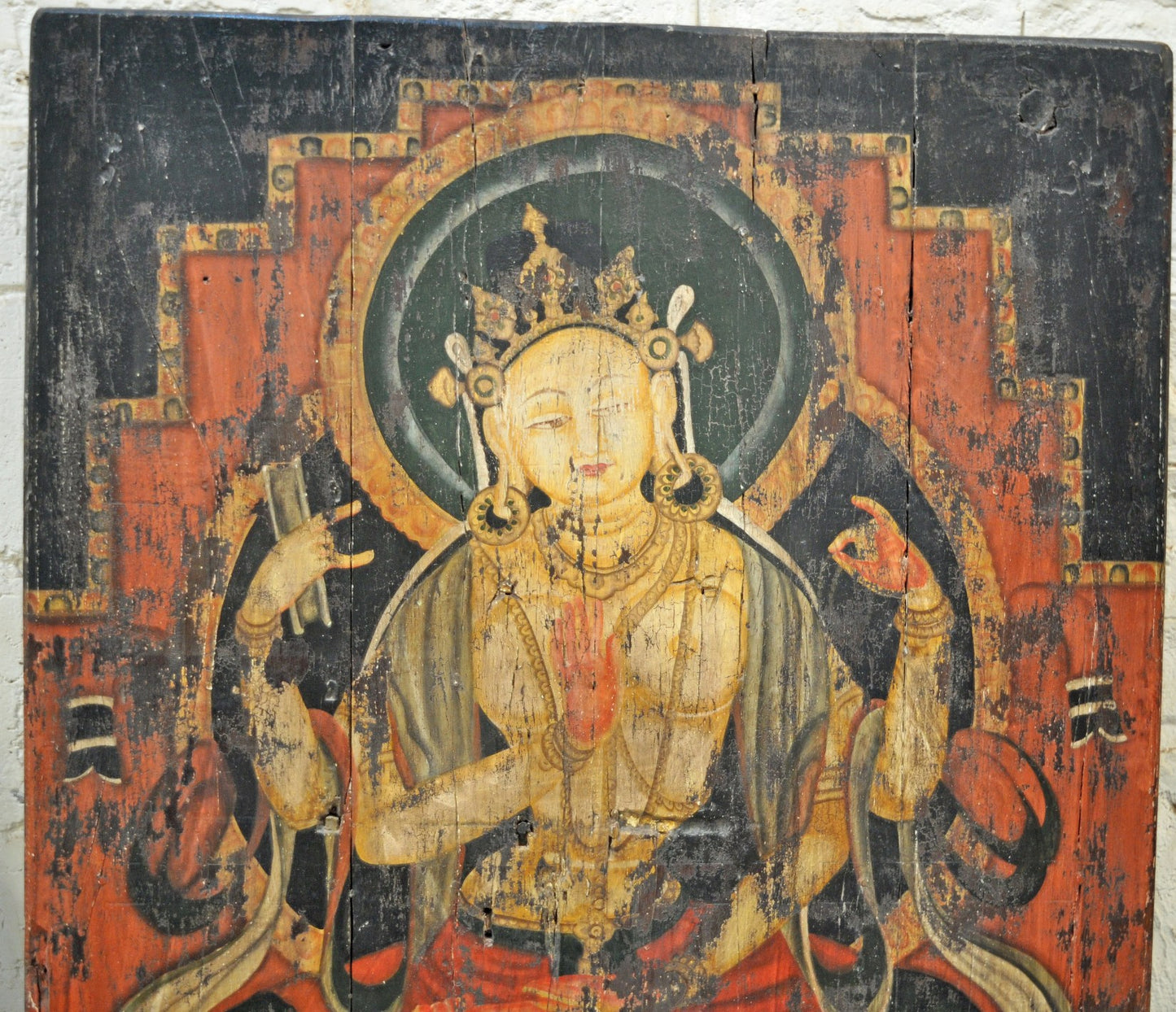 Antique Original Wooden Big Door Panel Fine Rustic Painting Newly Hand Painted