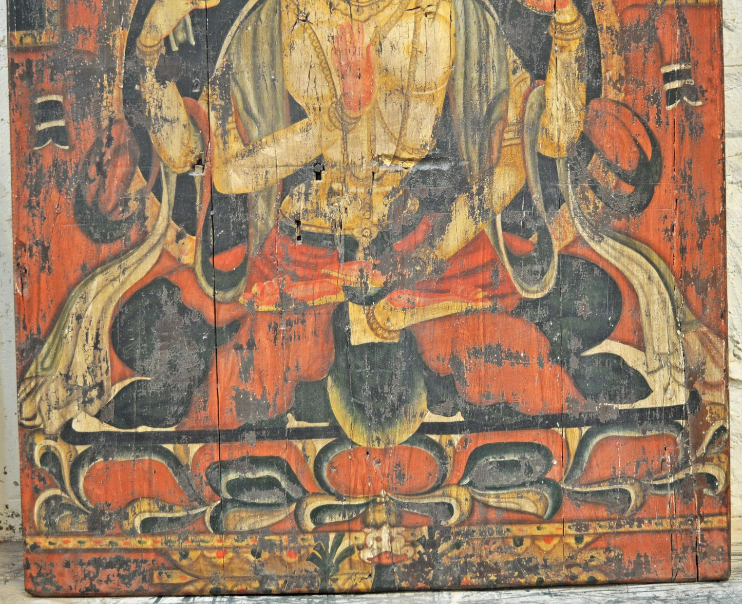 Antique Original Wooden Big Door Panel Fine Rustic Painting Newly Hand Painted