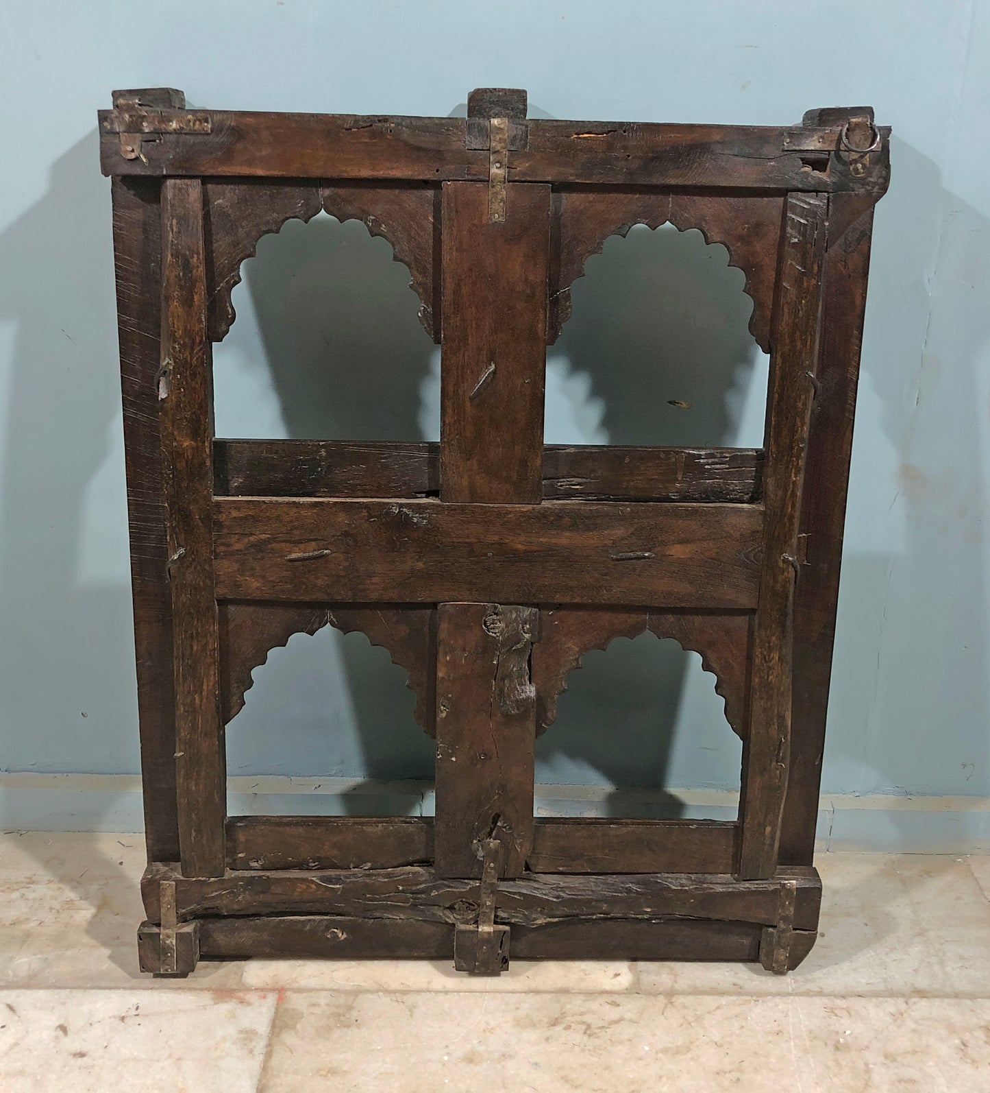 Antique Wooden Wall Décor Large Jharoka Arch Frame Original Old Floral Carved